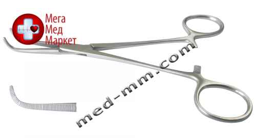 Купить Затиснемо препарівочний, лігатурний, вигнутий. Довжина 16 см цена, характеристики, отзывы