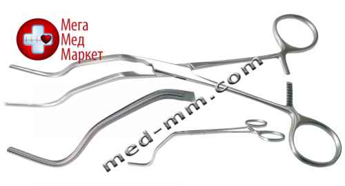 Купить Затиснемо атравматичний, кровоостанав, вигнутий, для губоких порожнин. Довжина 18,0 см цена, характеристики, отзывы