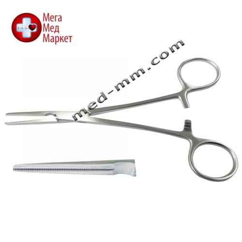 Зажим атравматический, кровоостанавливающий, прямой. Длина 16,0 см