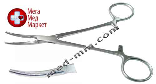 Купить Затиснемо атравматичний, кровоспинний, вигнутий. Довжина 16,0 см цена, характеристики, отзывы